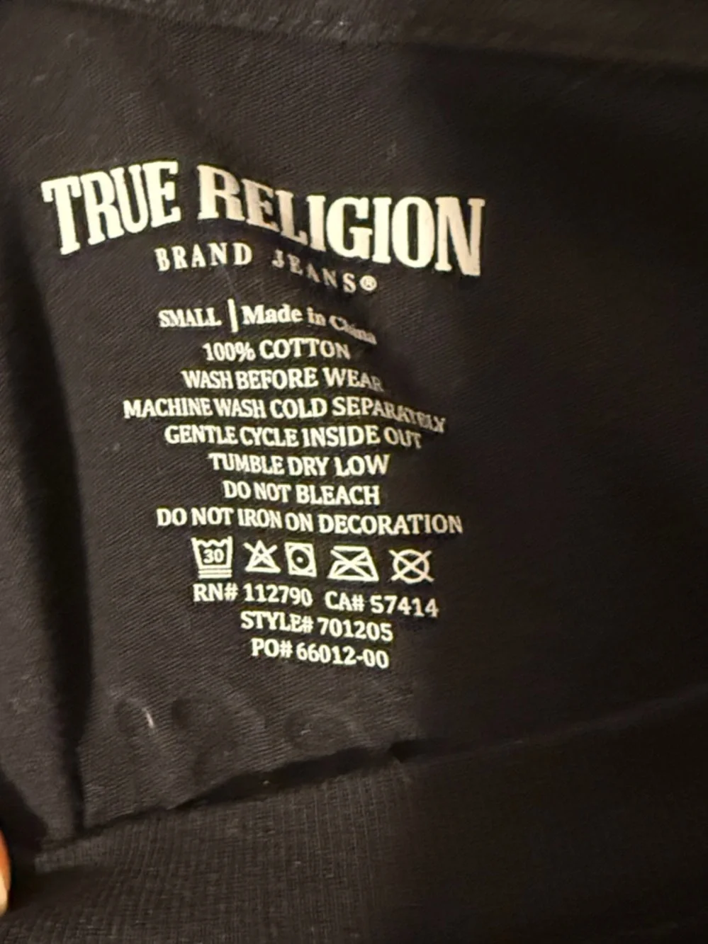 True Religion Black Short-Sleeve Tee with Red Logo Graphic